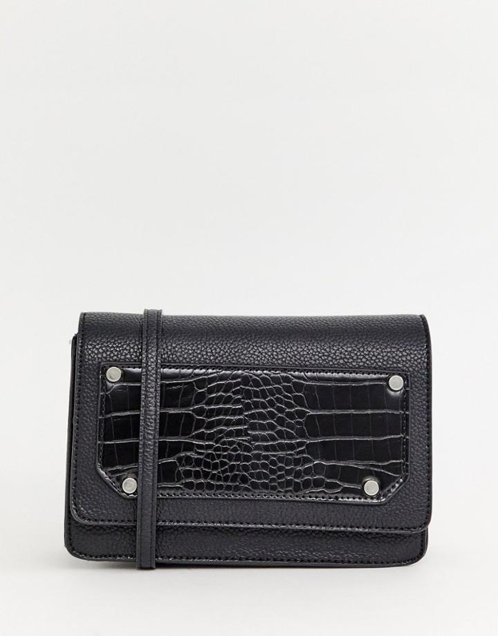 Pieces Kimberley Cross Body With Faux Croc Skin - Black