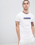 Asos Design T-shirt With Rainbow Neck Trim And Text Print - White