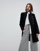 Mango Flare Sleeve Button Military Coat - Black