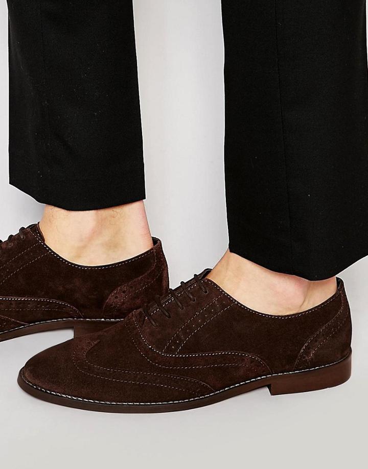 Dune Suede Brogues In Brown - Brown