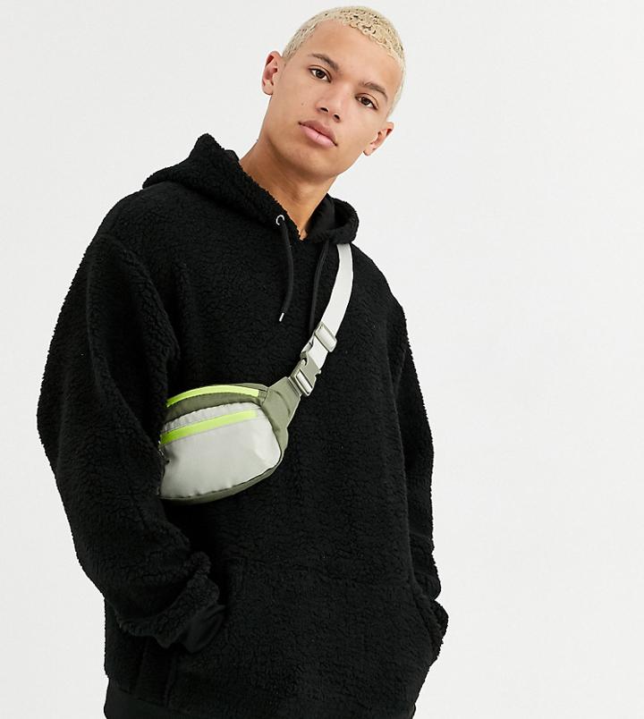 Asos Design Tall Oversized Hoodie In Black Borg