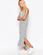 Brave Soul Striped Maxi Dress With Tie Up Front
