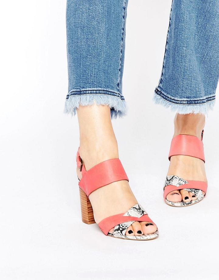 Ravel Leather Block Heeled Sandals - Pink