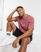 Topman Berlin Oversized T-shirt In Washed Burgundy-red