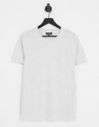 Brave Soul Raw Edge T-shirt In Ecru Heather-white