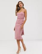 Asos Design Tie Back Cami Midi Dress-multi