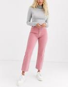 Asos Design Florence Authentic Straight Leg Jeans In Washed Coral-pink