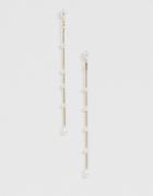 Asos Design Earrings In Long Pearl Drop Design - Gold