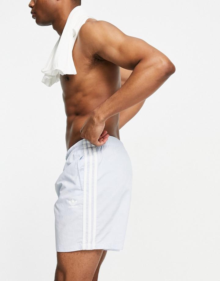 Adidas Originals Adicolor 3 Stripe Swim Shorts In Gray
