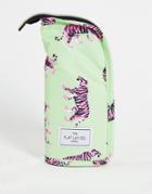 The Flat Lay Co. X Asos Exclusive Standing Brush Case In Green And Pink Tigers-multi