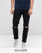 Noak Skinny Jeans With Rips In Black - Black