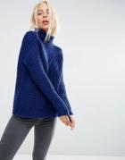 Asos Jumper With Moving Rib - Blue
