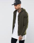 Asos Hoodie With Snaps In Khaki - Green