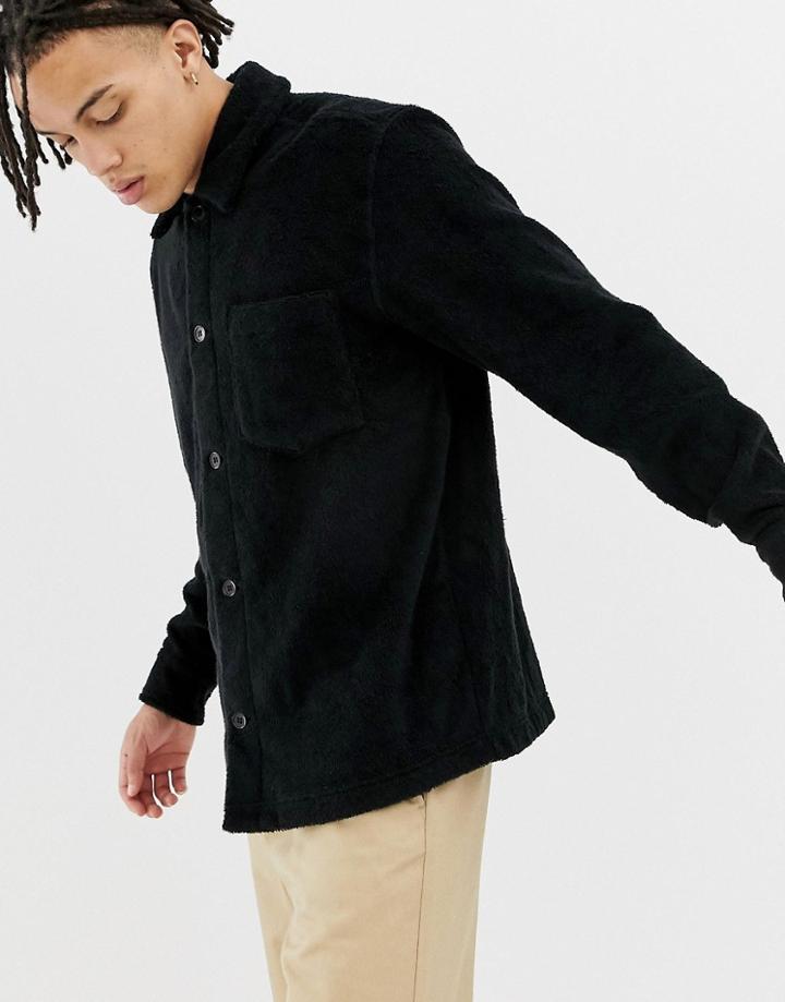 Weekday Cabin Towelling Shirt In Black - Black