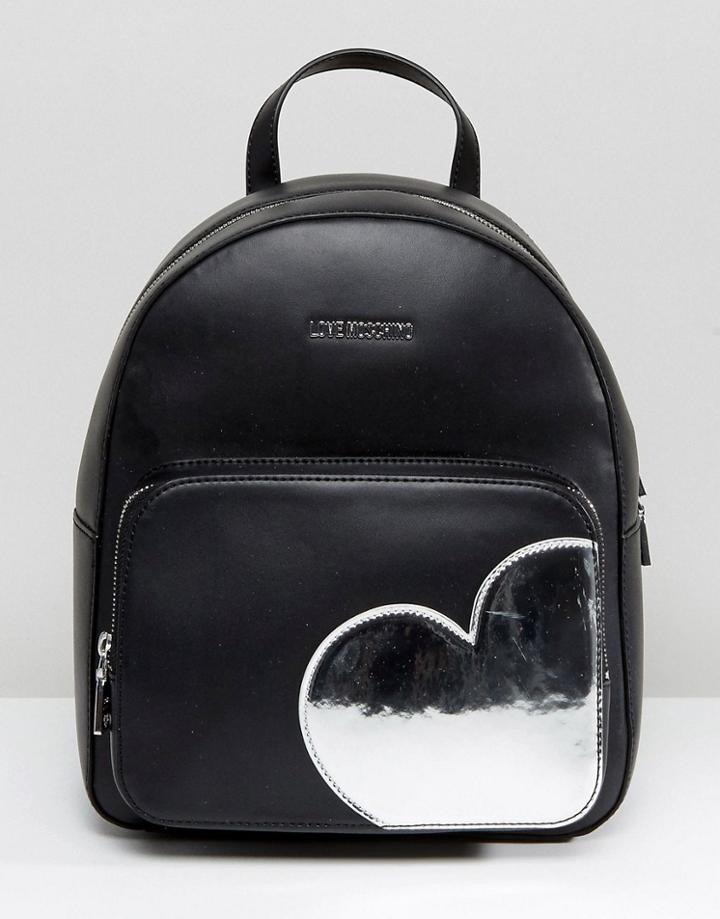 Love Moschino Backpack With Heart - Black