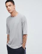 Asos Oversized T-shirt With Square Neck - Gray