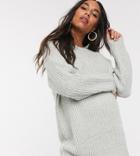 New Look Maternity Longline Sweater In Light Gray