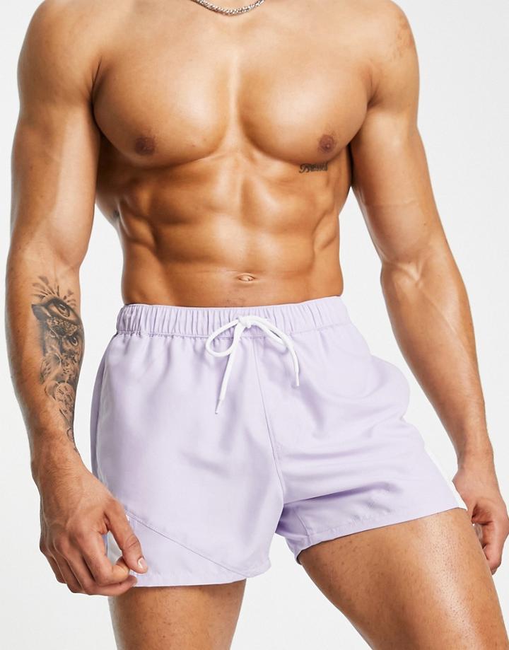 Aos Design Swim Shorts With Color Block In Purple-blue