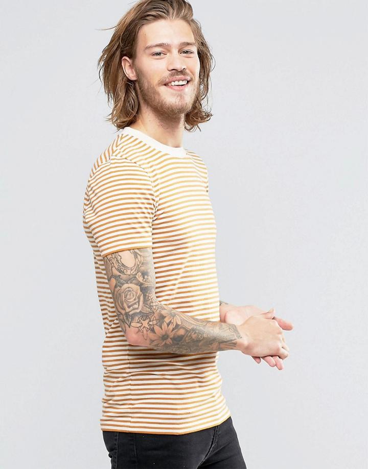 Asos T-shirt In Retro Stripe - Orange