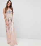 Frock And Frill Tall Premium All Over Embellished Maxi Dress - Pink
