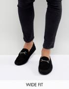 Asos Design Wide Fit Driving Shoes In Black Suede With Snaffle
