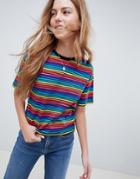 Asos Design Rainbow Stripe T-shirt With Crew Neck - Multi