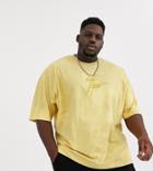 Asos Design Plus Oversized Heavyweight T-shirt With Tie Dye And Dark Future Logo Embroidery-yellow