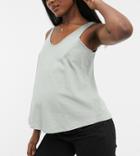 Asos Design Maternity Ultimate Organic Cotton Scoop Neck Tank In Khaki-green