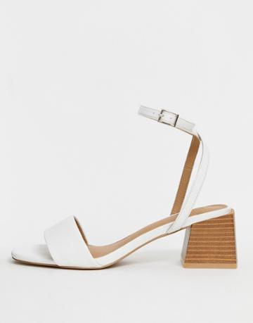 Asos Design Honeywell Block Heeled Sandals - White