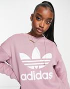 Adidas Originals Large Logo Sweatshirt In Mauve-pink