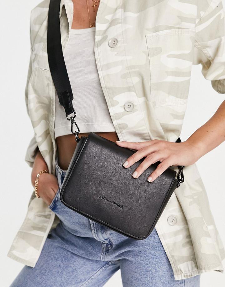 Smith & Canova Crossbody Flap Over Bag In Black
