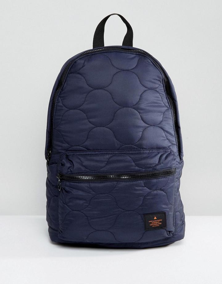 Asos Backpack In Navy Quilted Design - Navy