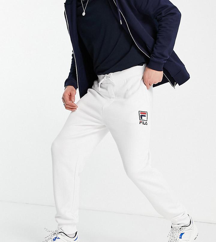 Fila Box Logo Sweatpants In White Exclusive To Asos