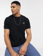 Fred Perry Pique T-shirt With Pocket Detail In Black