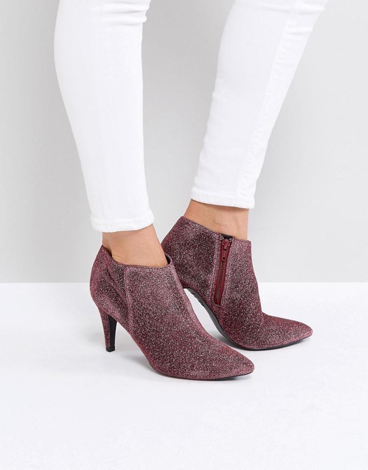 New Look Round Toe Glitter Heeled Boot - Pink