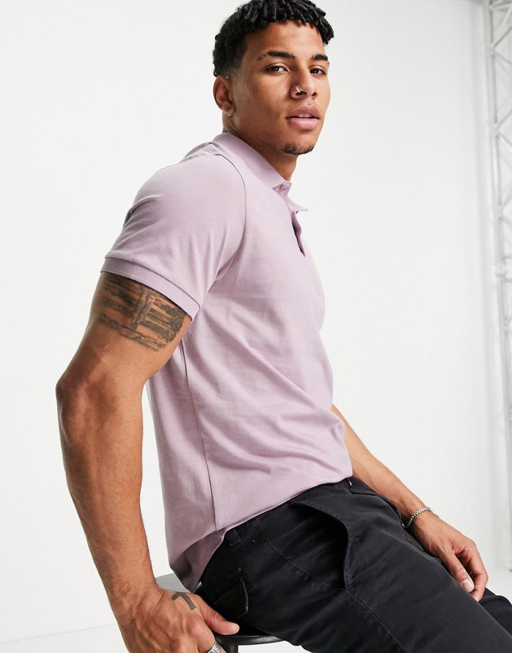 Asos Design Organic Jersey Polo In Purple