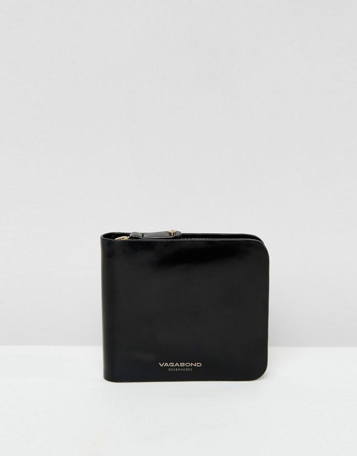 Vagabond Zip Around Leather Purse In Black - Black
