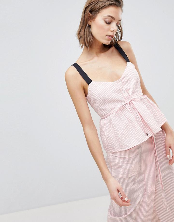 Sabina Musayev Pinstripe Drawstring Cami - Pink