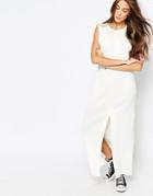 Pull & Bear Split Front Maxi Dress - Ice