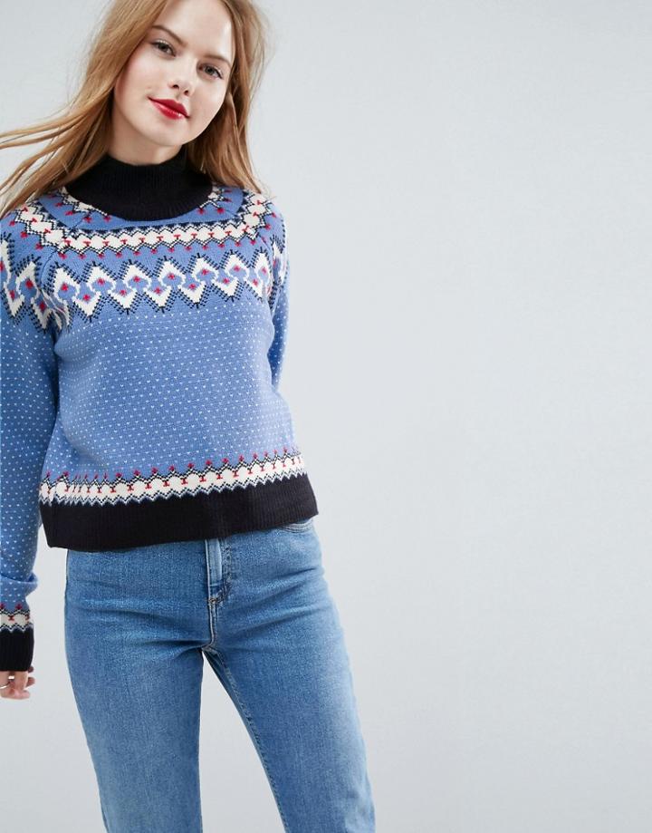 Asos Sweater In Retro Fairisle - Blue