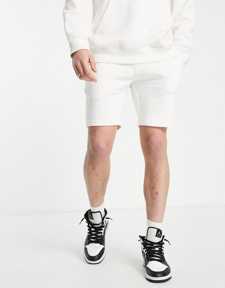 Asos Design Jersey Skinny Shorts In Soft White