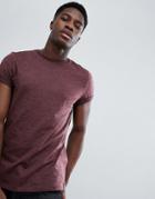 Asos Design T-shirt In Twisted Jersey Textured Fabric With Roll Sleeve In Brown