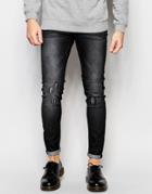 Cheap Monday Jeans Him Spray Stretch Super Skinny Fit Gray Vision Repair - Gray Vision