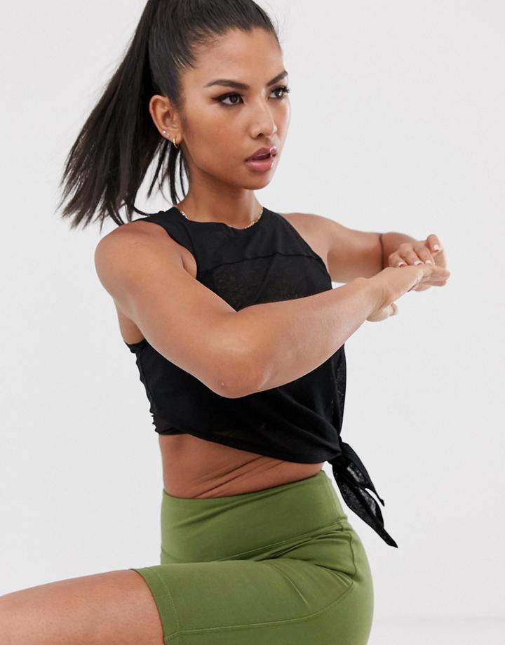 Asos 4505 Sheer Tie Top - Black