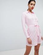 Ax Paris Striped Shirt Dress - Pink