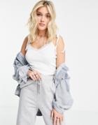 Brave Soul Trisha Lace Tie Shoulder Cami Tank-white