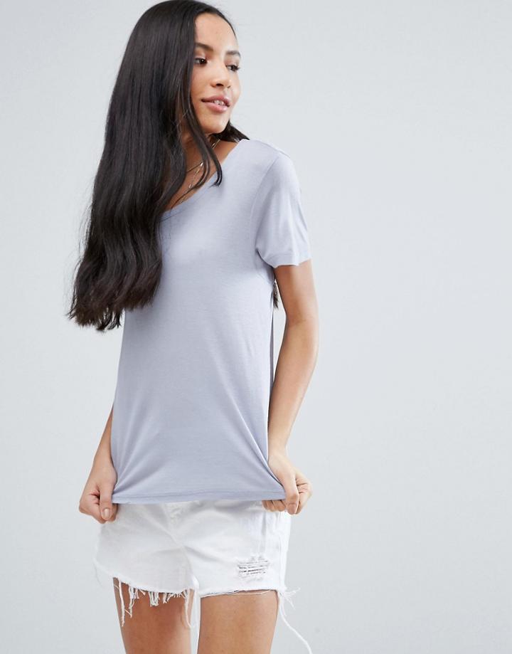 Brave Soul Scoop Neck T-shirt - Blue