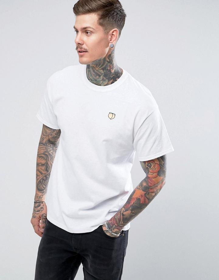 New Love Club Embroidered Peach T-shirt - White