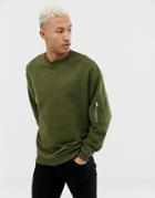 Asos Design Oversized Sweatshirt With Ma1 Pocket In Green