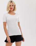Brave Soul Lovely Top With Lettuce Hem - White